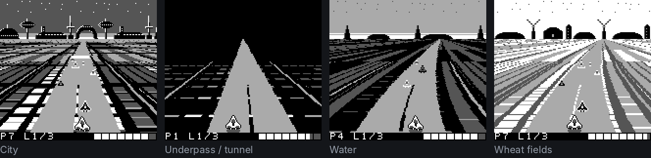 City, underpass, water and wheat fields: four looks from one ground tilemap